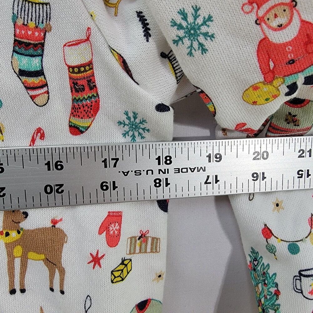 Christmas Style Print Pattern White Sweater Long Sleeves Crew Neck Women's Sz M - Picture 7 of 7